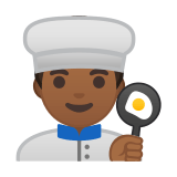 Man Cook Emoji with Medium-Dark Skin Tone, Google style