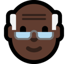 Old Man Emoji with Dark Skin Tone, Microsoft style