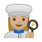 Woman Cook Emoji with Medium-Light Skin Tone, Google style