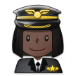 Woman Pilot Emoji with Dark Skin Tone, Samsung style