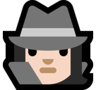 Woman Detective Emoji with Light Skin Tone, Microsoft style