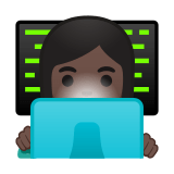 Woman Technologist Emoji with Dark Skin Tone, Google style