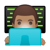 Man Technologist Emoji with Medium Skin Tone, Google style