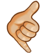 Call Me Hand Emoji with Medium-Light Skin Tone, Samsung style