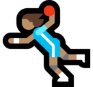 Woman Playing Handball Emoji with Medium Skin Tone, Microsoft style