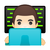 Man Technologist Emoji with Light Skin Tone, Google style