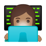 Woman Technologist Emoji with Medium Skin Tone, Google style
