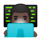 Man Technologist Emoji with Dark Skin Tone, Google style