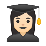 Woman Student Emoji with Light Skin Tone, Google style