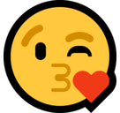 Face Blowing a Kiss Emoji, Microsoft style