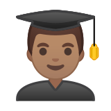 Man Student Emoji with Medium Skin Tone, Google style