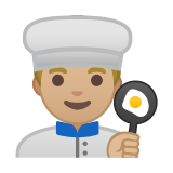 Man Cook Emoji with Medium-Light Skin Tone, Google style