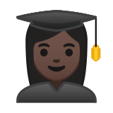 Woman Student Emoji with Dark Skin Tone, Google style