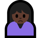 Woman Frowning Emoji with Dark Skin Tone, Microsoft style