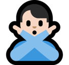 Man Gesturing No Emoji with Light Skin Tone, Microsoft style
