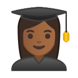 Woman Student Emoji with Medium-Dark Skin Tone, Google style