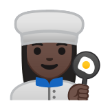 Woman Cook Emoji with Dark Skin Tone, Google style