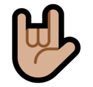 Love-You Gesture Emoji with Medium-Light Skin Tone, Microsoft style