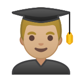 Man Student Emoji with Medium-Light Skin Tone, Google style
