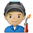 Man Factory Worker Emoji with Medium-Light Skin Tone, Samsung style