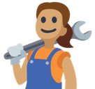 Woman Mechanic Emoji with Medium Skin Tone, Facebook style
