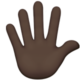 Hand with Fingers Splayed Emoji with Dark Skin Tone, Apple style