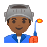 Man Factory Worker Emoji with Medium-Dark Skin Tone, Google style