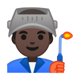 Man Factory Worker Emoji with Dark Skin Tone, Google style