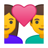 Couple with Heart: Woman, Man Emoji, Google style