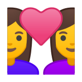Couple with Heart: Woman, Woman Emoji, Google style