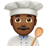 Man Cook Emoji with Medium-Dark Skin Tone, Apple style