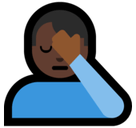 Man Facepalming Emoji with Dark Skin Tone, Microsoft style