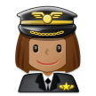 Woman Pilot Emoji with Medium Skin Tone, Samsung style