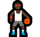 Man Bouncing Ball Emoji with Dark Skin Tone, Microsoft style