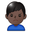 Man Frowning Emoji with Dark Skin Tone, Samsung style