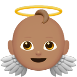 Baby Angel Emoji with Medium Skin Tone, Apple style