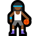 Woman Bouncing Ball Emoji with Medium-Dark Skin Tone, Microsoft style