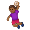 Woman Playing Handball Emoji with Medium-Dark Skin Tone, Samsung style
