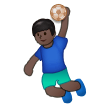 Man Playing Handball Emoji with Dark Skin Tone, Samsung style