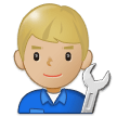 Man Mechanic Emoji with Medium-Light Skin Tone, Samsung style