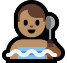 Man in Steamy Room Emoji with Medium Skin Tone, Microsoft style