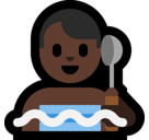 Man in Steamy Room Emoji with Dark Skin Tone, Microsoft style