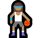 Woman Bouncing Ball Emoji with Medium Skin Tone, Microsoft style