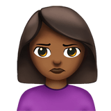 Woman Pouting Emoji with Medium-Dark Skin Tone, Apple style