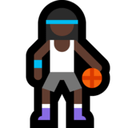 Woman Bouncing Ball Emoji with Dark Skin Tone, Microsoft style
