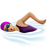 Woman Swimming Emoji with Medium-Light Skin Tone, Apple style