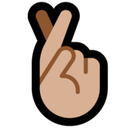 Crossed Fingers Emoji with Medium-Light Skin Tone, Microsoft style