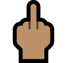 Middle Finger Emoji with Medium Skin Tone, Microsoft style