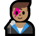 Man Singer Emoji with Medium Skin Tone, Microsoft style