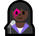 Woman Singer Emoji with Dark Skin Tone, Microsoft style